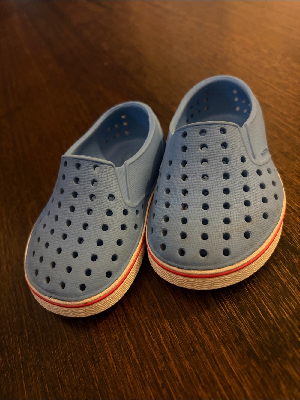 Native Shoes Kids Blue Slip-On Water Shoes with Red Accent